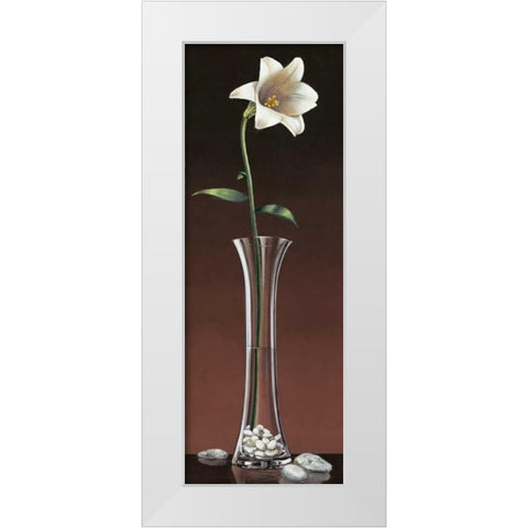 Lily Haiku White Modern Wood Framed Art Print by Ross, Yuki