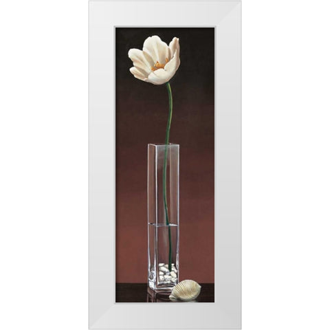 Tulip Haiku White Modern Wood Framed Art Print by Ross, Yuki