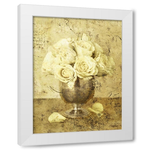 Golden Roses I White Modern Wood Framed Art Print by Seba, John