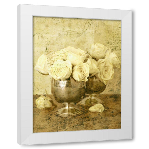 Golden Roses II White Modern Wood Framed Art Print by Seba, John