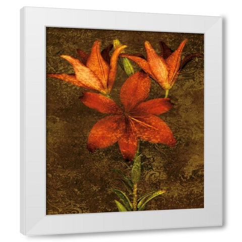 Red Lilies White Modern Wood Framed Art Print by Seba, John