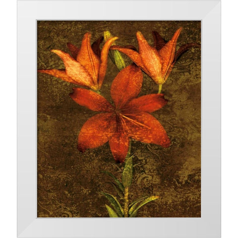 Red Lilies White Modern Wood Framed Art Print by Seba, John