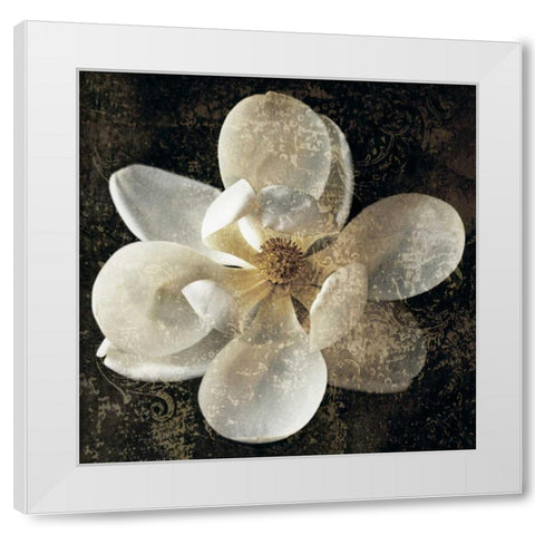 Magnolia I White Modern Wood Framed Art Print by Seba, John