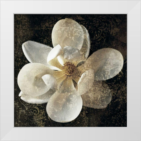 Magnolia I White Modern Wood Framed Art Print by Seba, John