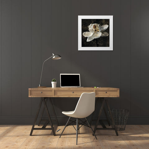Magnolia II White Modern Wood Framed Art Print by Seba, John
