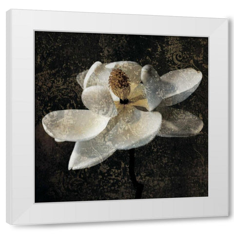 Magnolia II White Modern Wood Framed Art Print by Seba, John