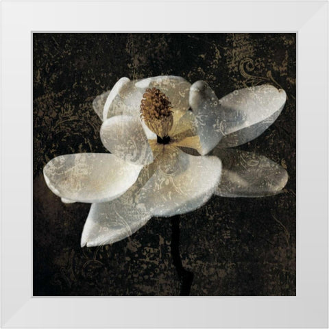 Magnolia II White Modern Wood Framed Art Print by Seba, John