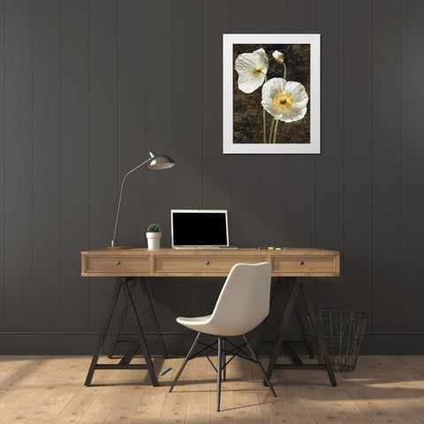 Poppies I White Modern Wood Framed Art Print by Seba, John