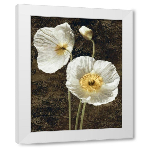 Poppies I White Modern Wood Framed Art Print by Seba, John