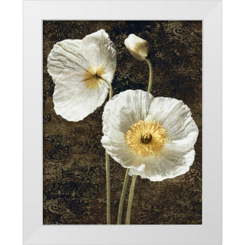 Poppies I White Modern Wood Framed Art Print by Seba, John