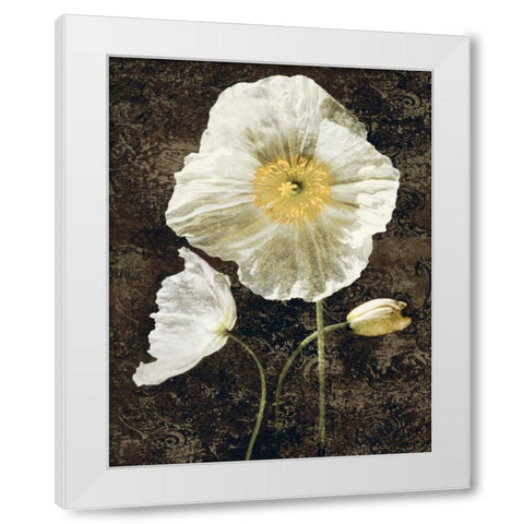 Poppies II White Modern Wood Framed Art Print by Seba, John