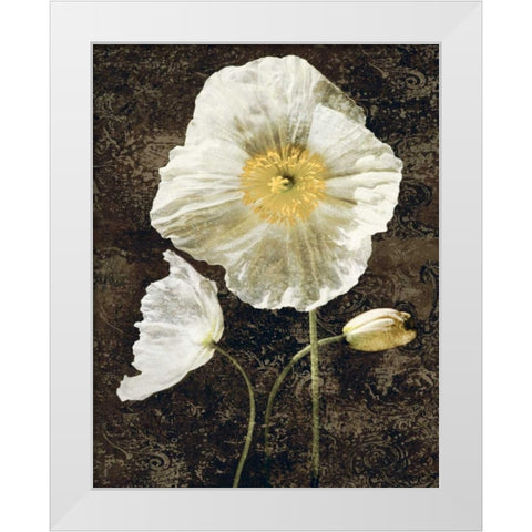 Poppies II White Modern Wood Framed Art Print by Seba, John