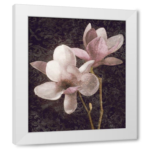 Pink Magnolias I White Modern Wood Framed Art Print by Seba, John
