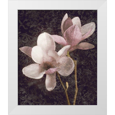 Pink Magnolias I White Modern Wood Framed Art Print by Seba, John