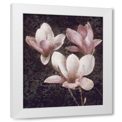 Pink Magnolias II White Modern Wood Framed Art Print by Seba, John