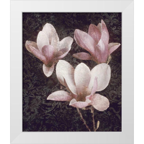 Pink Magnolias II White Modern Wood Framed Art Print by Seba, John