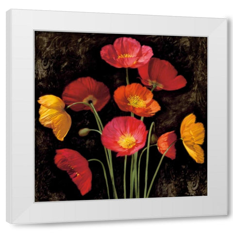 Poppy Bouquet I White Modern Wood Framed Art Print by Seba, John