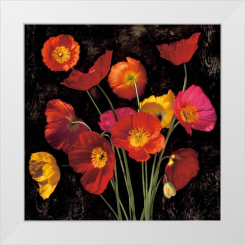 Poppy Bouquet II White Modern Wood Framed Art Print by Seba, John