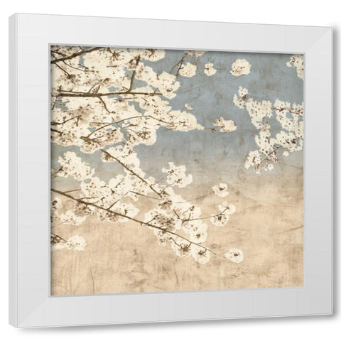 Cherry Blossoms II White Modern Wood Framed Art Print by Seba, John