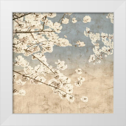 Cherry Blossoms II White Modern Wood Framed Art Print by Seba, John