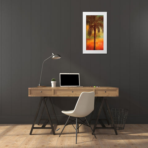 Sunset Palms I White Modern Wood Framed Art Print by Seba, John