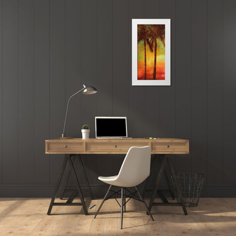 Sunset Palms II White Modern Wood Framed Art Print by Seba, John