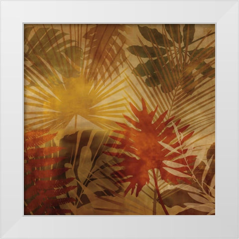 Sunlit Palms I White Modern Wood Framed Art Print by Seba, John