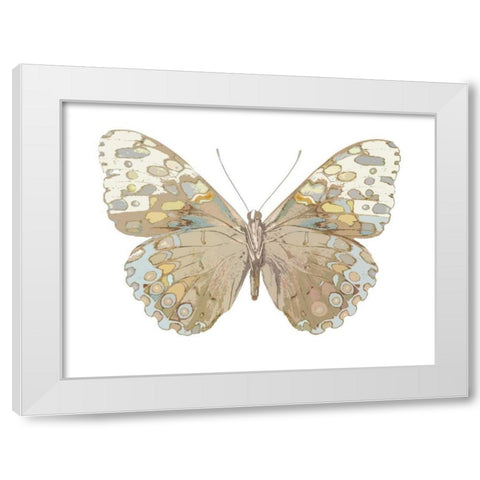 Butterfly in Taupe and Blue White Modern Wood Framed Art Print by Bosco, Julia