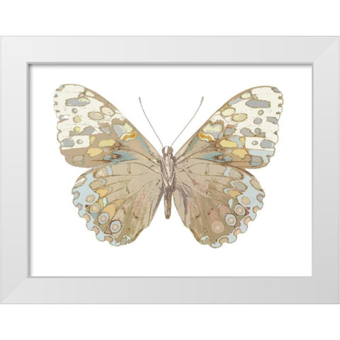 Butterfly in Taupe and Blue White Modern Wood Framed Art Print by Bosco, Julia