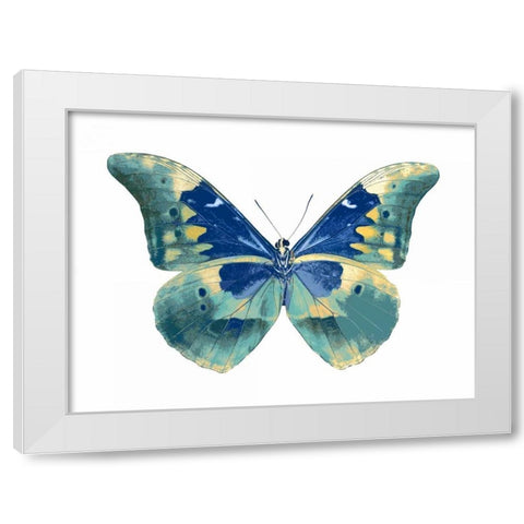 Butterfly in Aqua I White Modern Wood Framed Art Print by Bosco, Julia