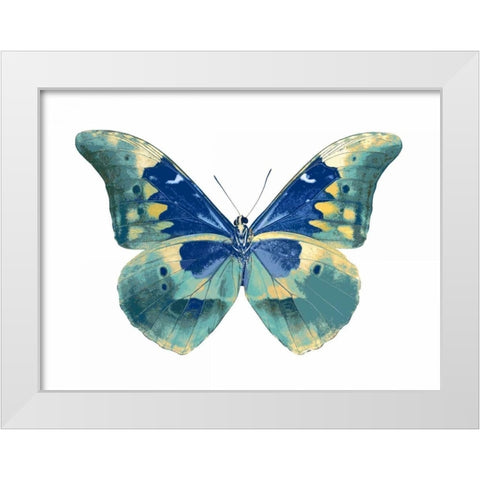Butterfly in Aqua I White Modern Wood Framed Art Print by Bosco, Julia