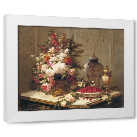 Tulips and other flowers White Modern Wood Framed Art Print by Robie, Jean Baptiste