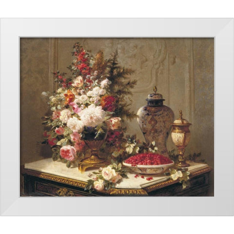 Tulips and other flowers White Modern Wood Framed Art Print by Robie, Jean Baptiste