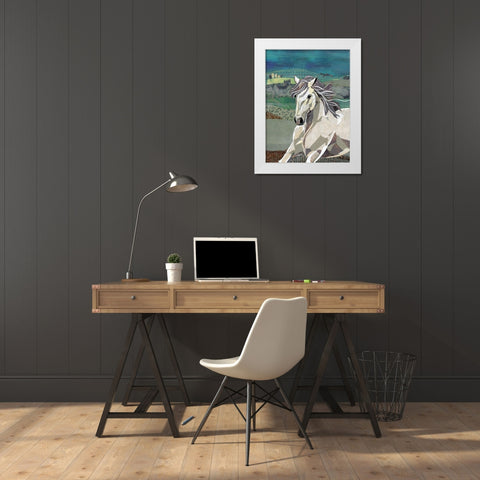 White Horse Freedom White Modern Wood Framed Art Print by McGee, Jenny