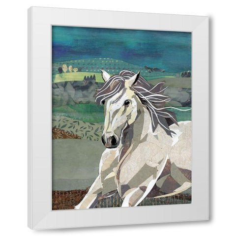 White Horse Freedom White Modern Wood Framed Art Print by McGee, Jenny
