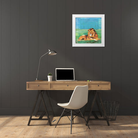 Lion King White Modern Wood Framed Art Print by McGee, Jenny