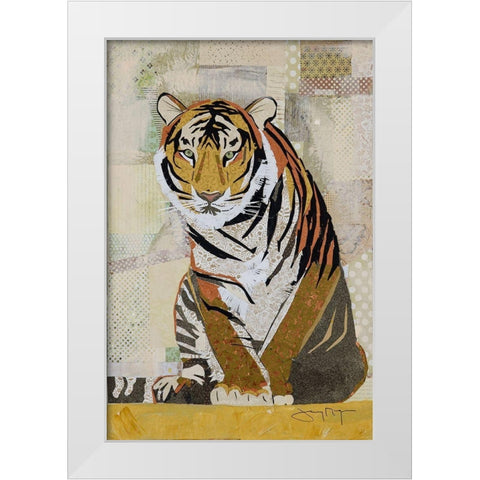 Tiger Perseverance White Modern Wood Framed Art Print by McGee, Jenny