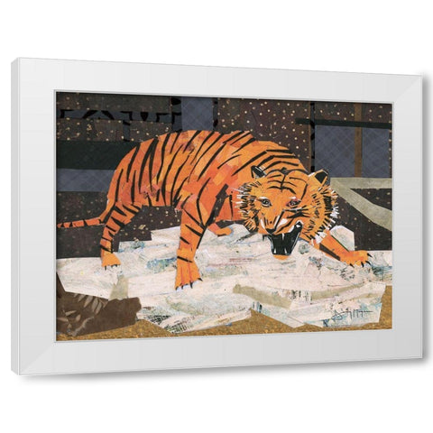 Roaring Tiger White Modern Wood Framed Art Print by McGee, Jenny