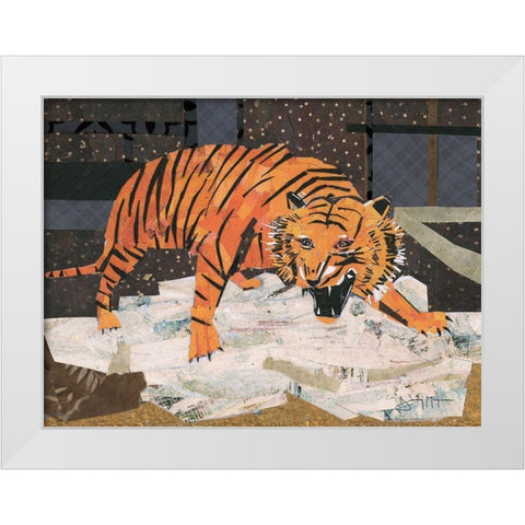 Roaring Tiger White Modern Wood Framed Art Print by McGee, Jenny