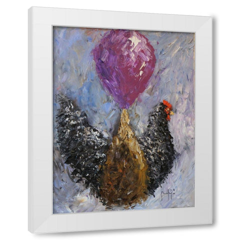 Rooster with Baloon White Modern Wood Framed Art Print by Foster, Joseph Marshal