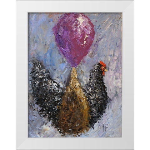 Rooster with Baloon White Modern Wood Framed Art Print by Foster, Joseph Marshal