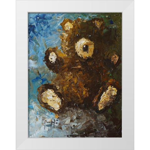 Teddy Bear White Modern Wood Framed Art Print by Foster, Joseph Marshal