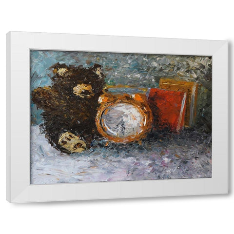 Teddy Bear Time White Modern Wood Framed Art Print by Foster, Joseph Marshal