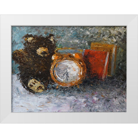 Teddy Bear Time White Modern Wood Framed Art Print by Foster, Joseph Marshal
