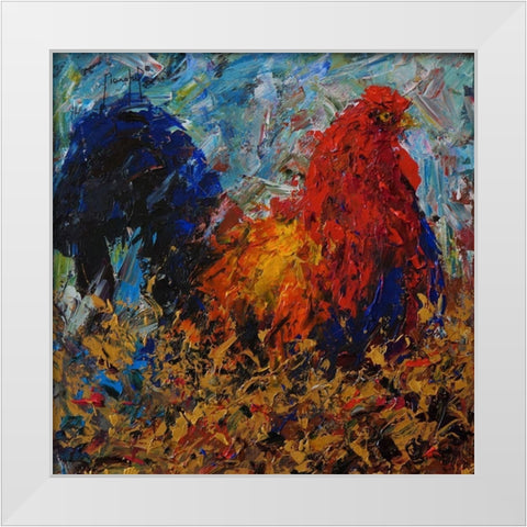 Rooster White Modern Wood Framed Art Print by Foster, Joseph Marshal