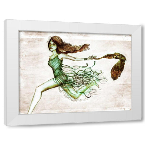 Owl III White Modern Wood Framed Art Print by Goddess, Jami
