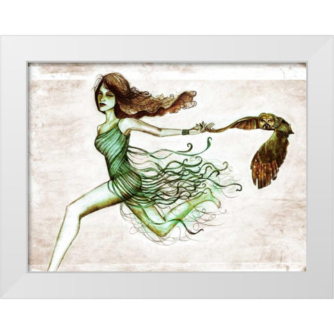 Owl III White Modern Wood Framed Art Print by Goddess, Jami