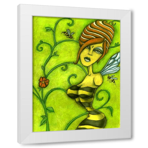 Queen Bee White Modern Wood Framed Art Print by Goddess, Jami