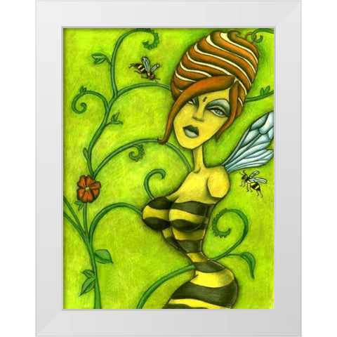 Queen Bee White Modern Wood Framed Art Print by Goddess, Jami