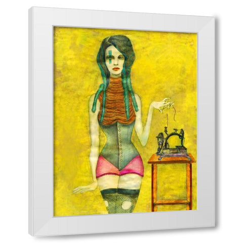 Sewing Machine White Modern Wood Framed Art Print by Goddess, Jami